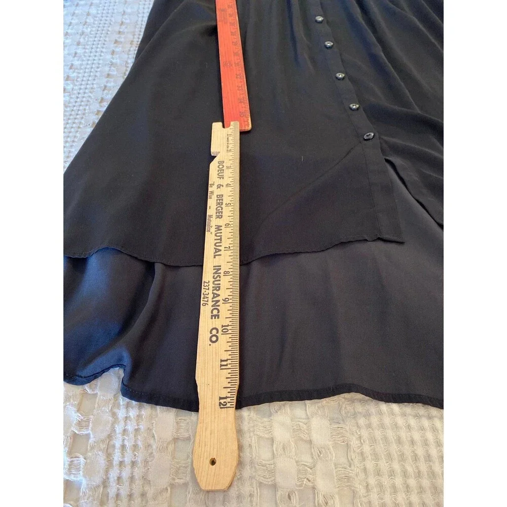 Swimsuit‎ Coverup Dress Plus Size 1X Black Sheer Button Front Elastic Waist